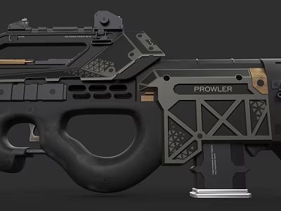 PROWLER Tactical Assault Rifle Featuring Modern Geometric Patterns And Black Metal Design 3d model