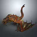 Fantasy Mythical Dragon Creature With Scaled Orange Brown Body Spiked Wings And Sharp Claws