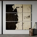 Modern Abstract Painting With Multi Panel Dark And Light Grunge Texture Design 3d model