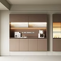 Elegant Modern Sideboard With Storage Cabinets Open Shelves And LED Lighting 3d model