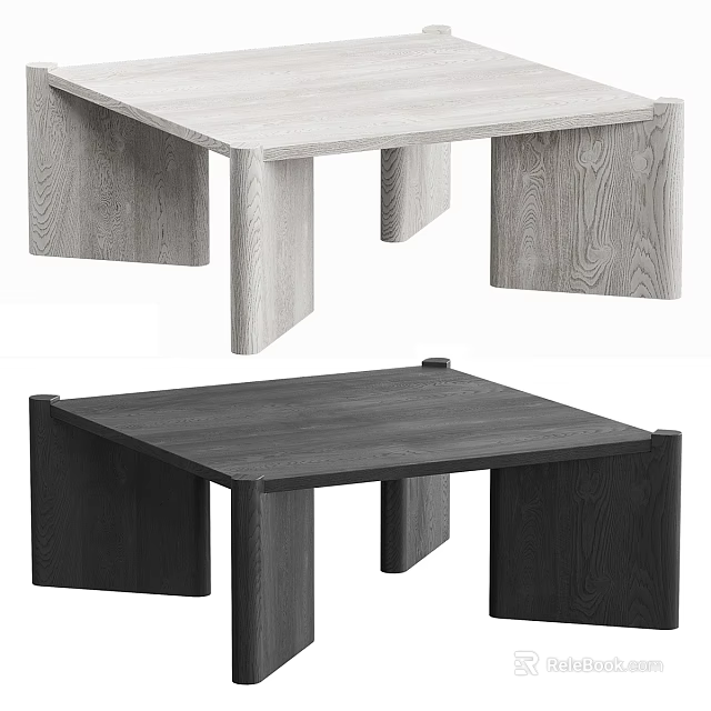 Modern Wooden Coffee Tables With Light And Dark Finishes And Minimalist Leg Design 3d model 
