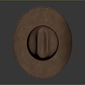 Brown Leather Cowboy Hat With Wide Brim Red Band And Stitching Details