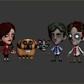 Colorful Cartoon Characters 3D Models With Purple Green Red Hairstyles And Animal Figures