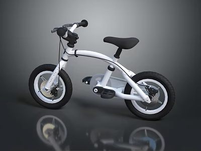 White Kids Balance Bike With Modern Sleek Design Black Seat And Tires 3d model