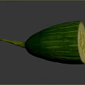 Fresh Green Striped Cucumber with Sliced Half Showing Yellow Flesh and Seeds