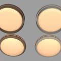Four Modern Circular Ceiling Lights With Golden And Silver Frame Design 3d model
