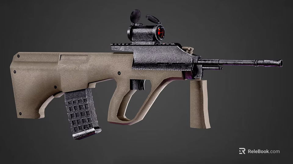 Modern Tan Tactical Rifle With Red Dot Sight Ergonomic Grip And Tactical Rail 3d model 
