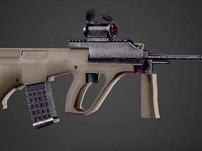 Modern Tan Tactical Rifle With Red Dot Sight Ergonomic Grip And Tactical Rail 3d model
