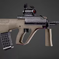 Modern Tan Tactical Rifle With Red Dot Sight Ergonomic Grip And Tactical Rail