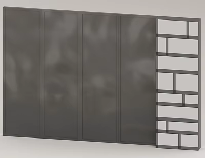 Sleek Modern Feature Wall Design With Dark Gray Panels And Geometric Grid Patterns 3d model