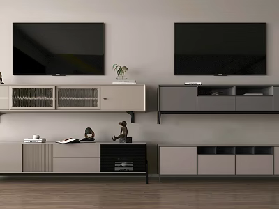 Modern TV Stands With Storage Shelves TV Screens And Decorative Items 3d model