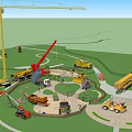 Road Facilities Construction Site Featuring Cranes Construction Vehicles And Heavy Equipment 3d model