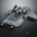 Futuristic Cosmic Spacecraft 0133 With Cockpit Sleek Wings And Metallic Design