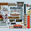 Diverse Vintage and Modern Billboards Featuring Chinese English Advertisements Various Styles Industries