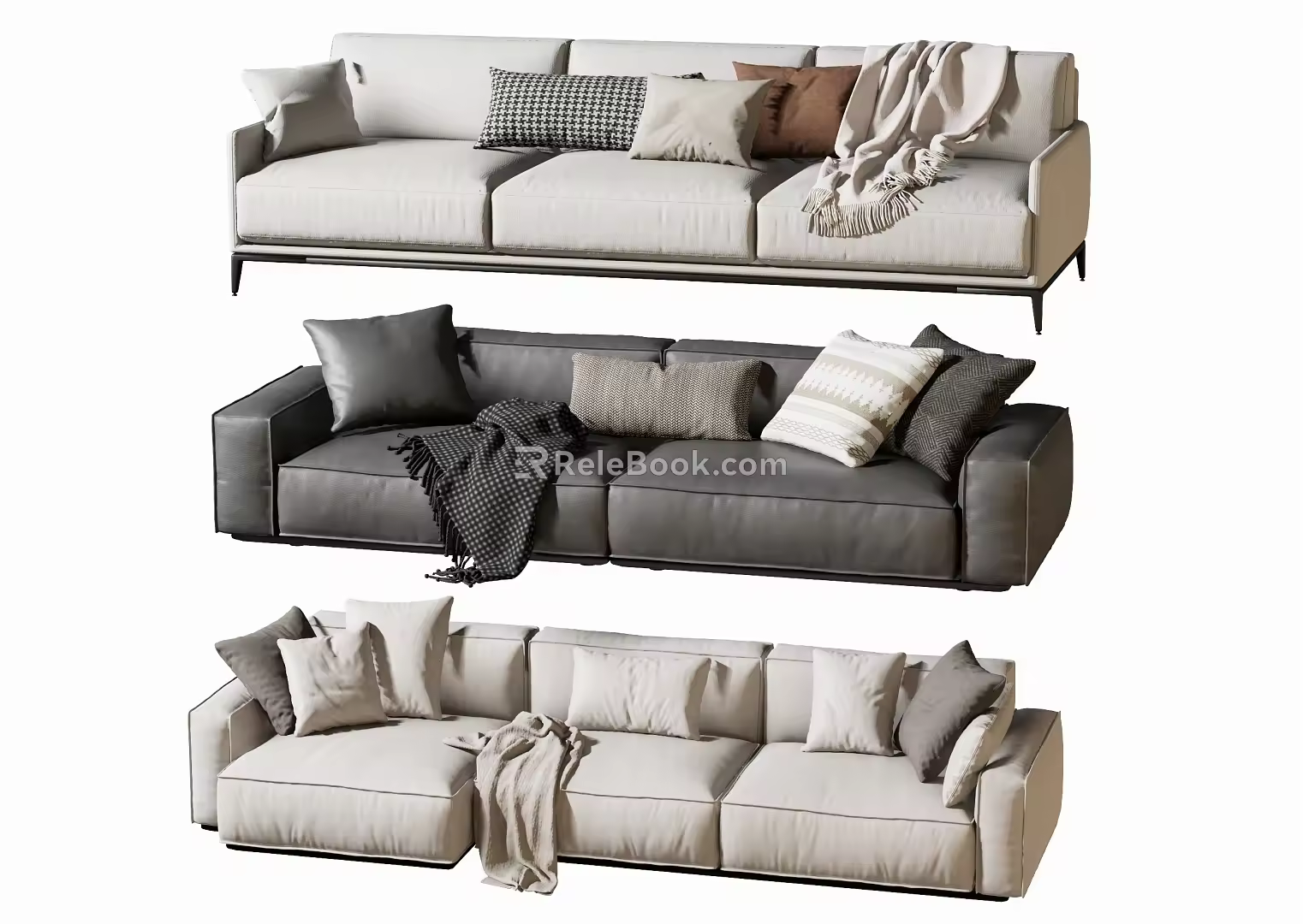 Modern double sofa multiplayer sofa corner sofa 3d model