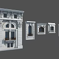 Classical Building Casement Windows with Ornate Details and Various Styles 3d model