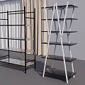 Modern Black and White Shelving Units with Multi Level Storage and Sleek Design 3d model
