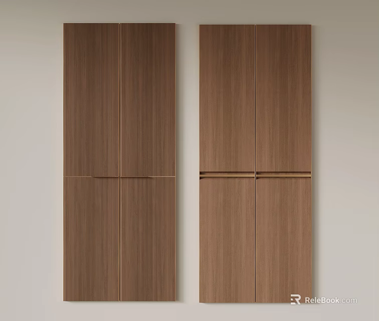 Modern Wooden Storage Cabinets With Brown Wood Grain And Minimal Design 3d model 