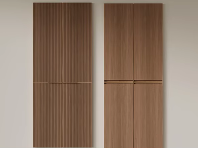 Modern Wooden Storage Cabinets With Brown Wood Grain And Minimal Design 3d model