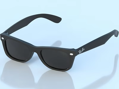 Ray Ban Classic Black Frame Sunglasses With Dark Lenses And Logo Design 3d model