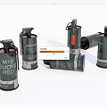 M18 Red Green Smoke Grenades With Warning Labels And Military Design