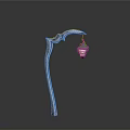 Classic Metal Street Lamp With Curved Pole And Lantern Shade