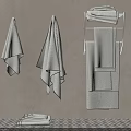 Textured Cotton Towels Hanging On Wall And Folded On Metal Rack For Modern Bathroom Decor