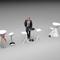 Contemporary Bar Design With Man Standing Bar Stools And Sleek Tables 3d model