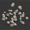 Floating Natural Stone Materials with Various Sizes Shapes Rough Surface Dark Background