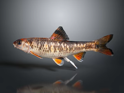 Vibrant Spotted Fish With Distinctive Brown Orange Body And Colorful Fins 3d model