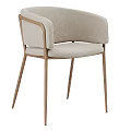 Modern Light Colored Upholstered Dining Chairs Around Marble Tabletop Dining Table