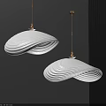 White Shell Shaped Pendant Lights With Wavy Texture And Golden Hardware 3d model