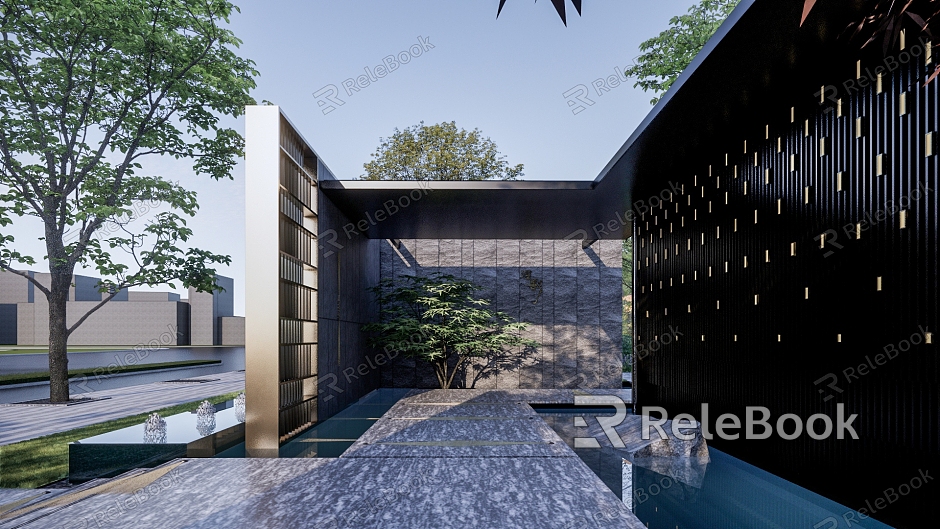 Modern garden landscape floating shadow luxury demonstration area landscape model