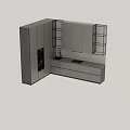 Modern Kitchen With Sleek Grey Cabinets And Under Cabinet Lighting 3d model