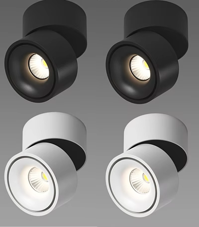 Black and White Downlights and Spotlights with Modern Design and Illuminated Lampshades 3d model