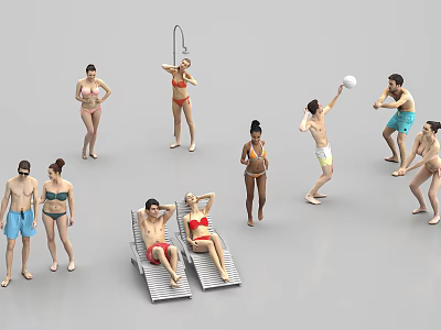Modern Multiplayer Pool People 3d model