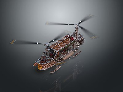 Industrial LOFT helicopter gunship helicopter aircraft gunship combat helicopter 3d model