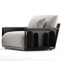 Modern Single Sofa With Gray Fabric Cushions And Black Armrest Design