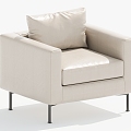 Cream Single Sofa Leather Casual Chair Single Chair 3d model