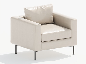 Cream Single Sofa Leather Casual Chair Single Chair 3d model