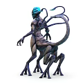 Character and Sci Fi Creature with Multi Limbs Glowing Head and Ethereal Body Design