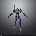 Purple Green Mechanical Character 3D Model With Futuristic Sci Fi Body Design And Shoulder Structures