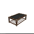 Handcrafted Bamboo Woven Coffee Table With Clear Glass Top And Intricate Design Details