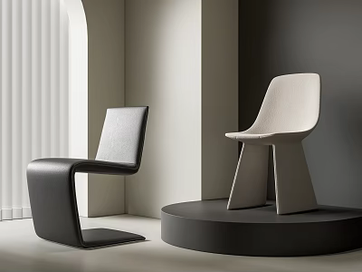 Modern Dining Chairs With Sleek Design And Geometric Base In Minimalist Interior Space 3d model