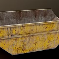 Rusty Yellow Construction Machinery Bucket With Worn Surface For Industrial Use 3d model