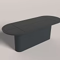 Modern Minimalist Dark Gray Dining Table With Sleek Oval Surface And Simple Solid Base 3d model