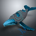 Creative Blue Whale Aquatic Animal Model with Decorative Patterns and Shiny Surface Design 3d model