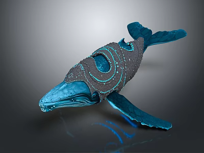 Creative Blue Whale Aquatic Animal Model with Decorative Patterns and Shiny Surface Design 3d model