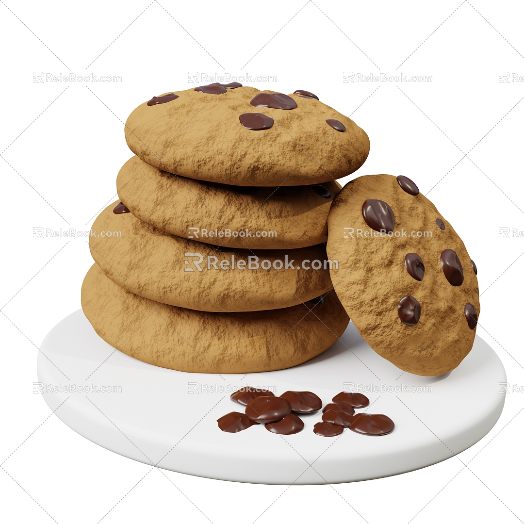 Modern Food Dessert Cookies Cartoon Cookies 3d model