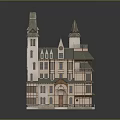 European Style Mansion Featuring Spire Towers Multiple Floors And Wooden Details
